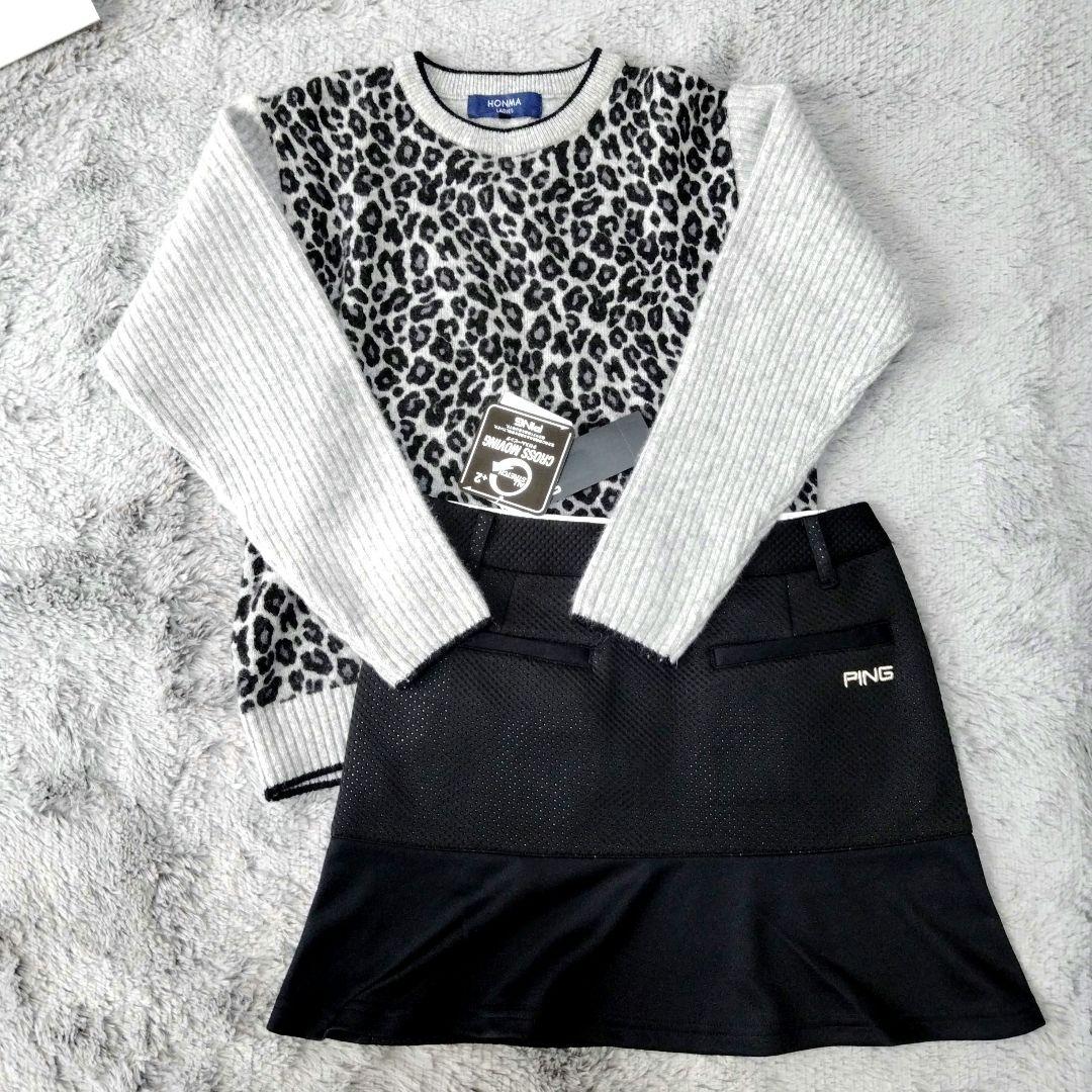 PING&HONMA♡レオパードニット&スカート♡S-M ゴルフスポーツ