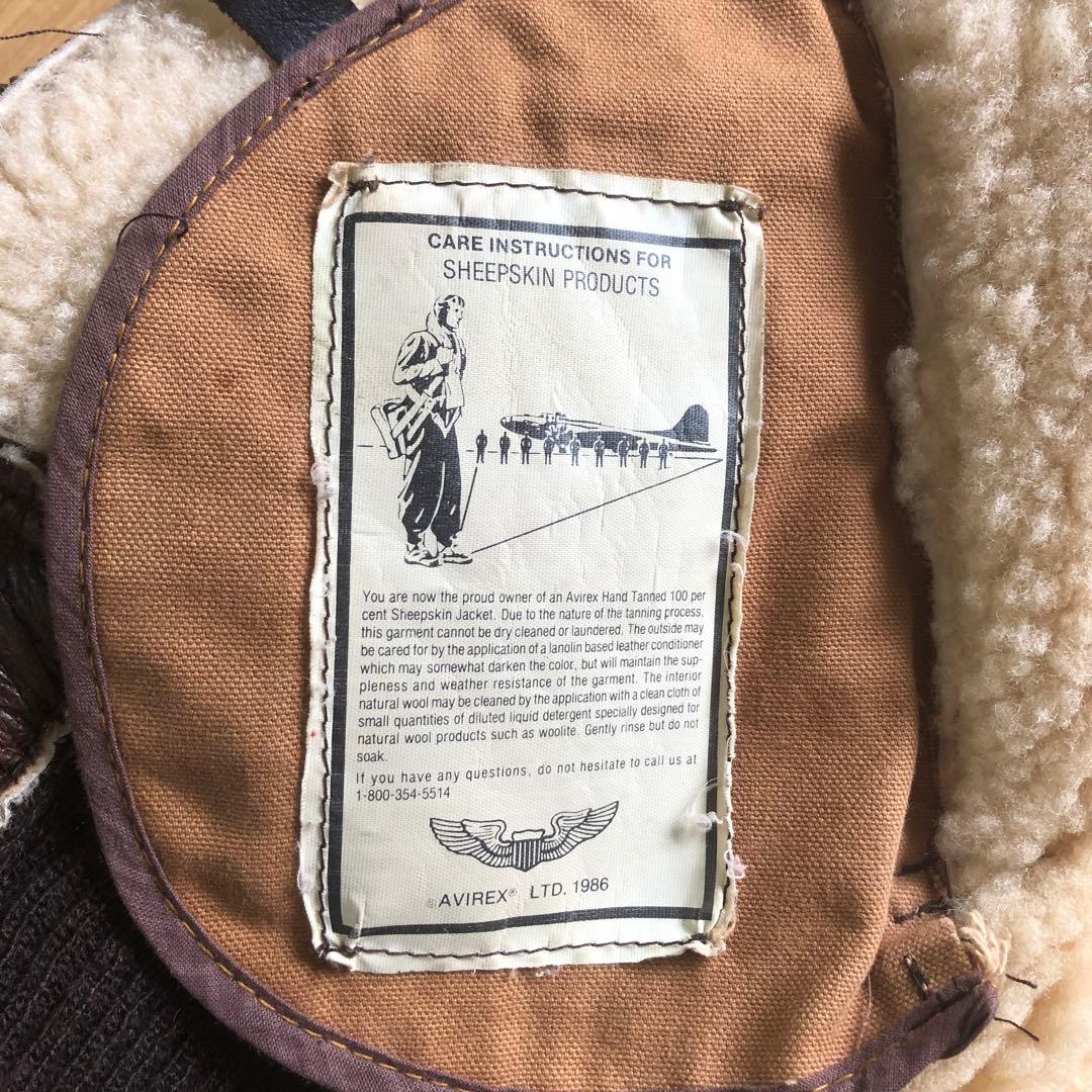美品/38/AVIREXB6 フライトジャケット/ムートンジャケットUSA製