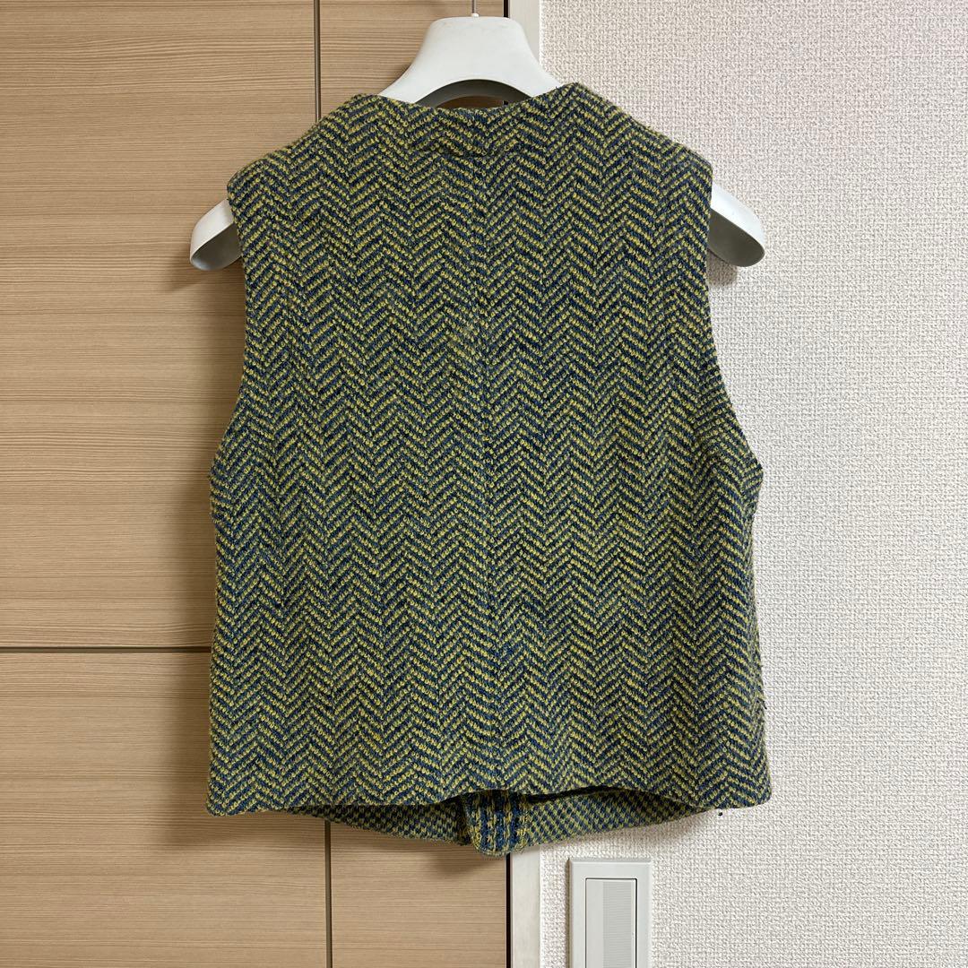 ヘリンボーンパターン ニットベスト 45R☆オシャレさん必須☆古着☆