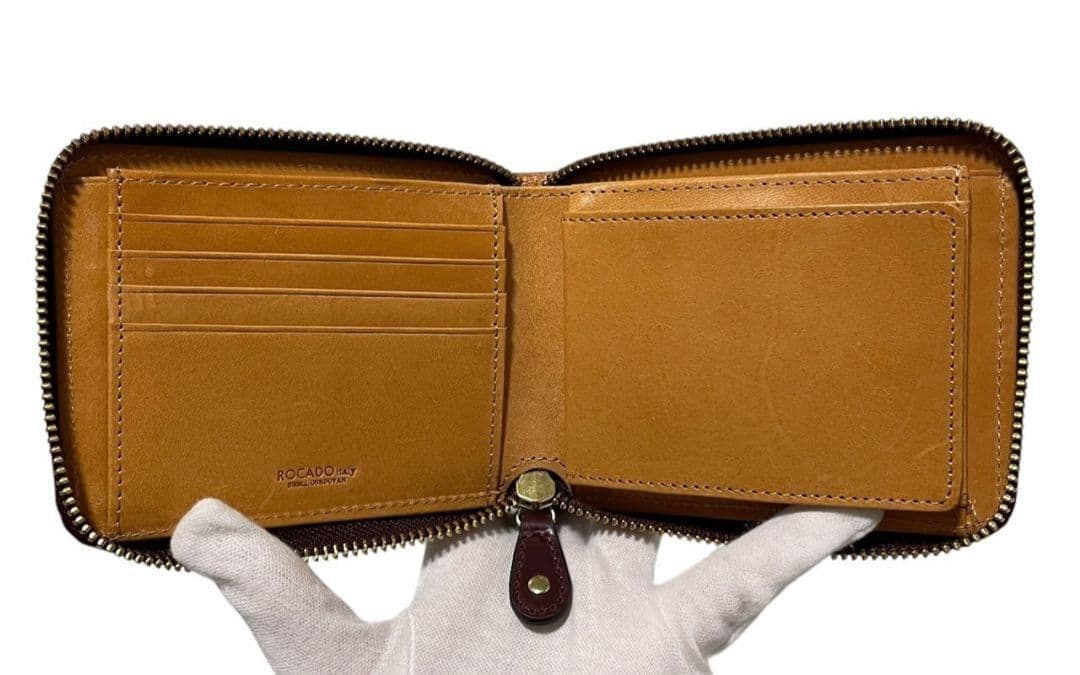 【新品】ROCADO ロカド シェルコードバン 二つ折り財布 馬革 ワインレッド