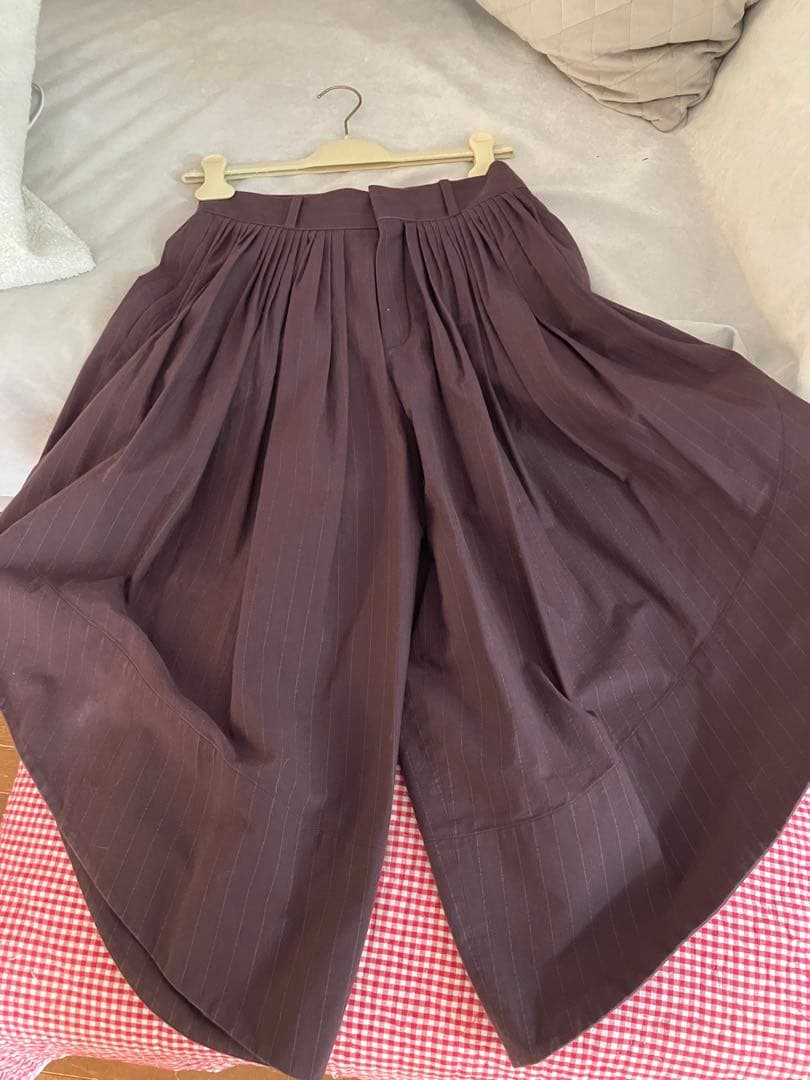 クロエダークブラウン プリーツ サルエルパンツ34