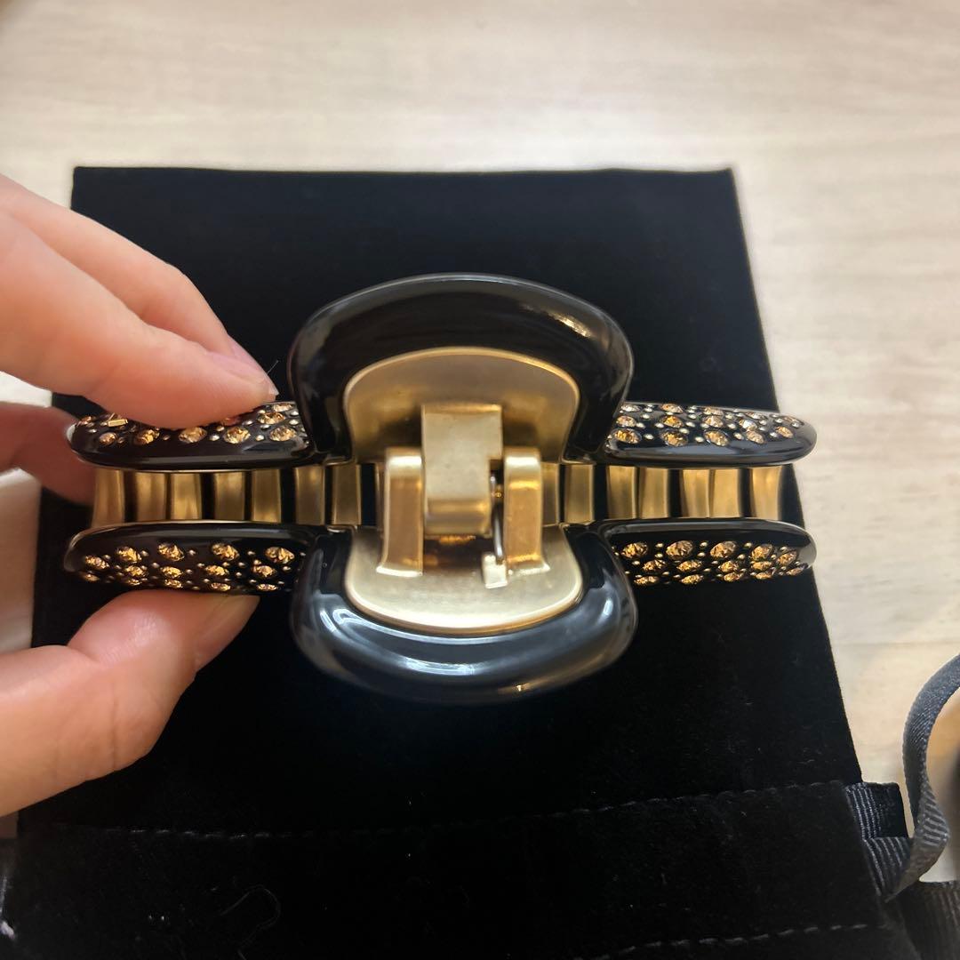 アレクサンドルドゥパリ ヘアクリップL ブラック フルラインストーン