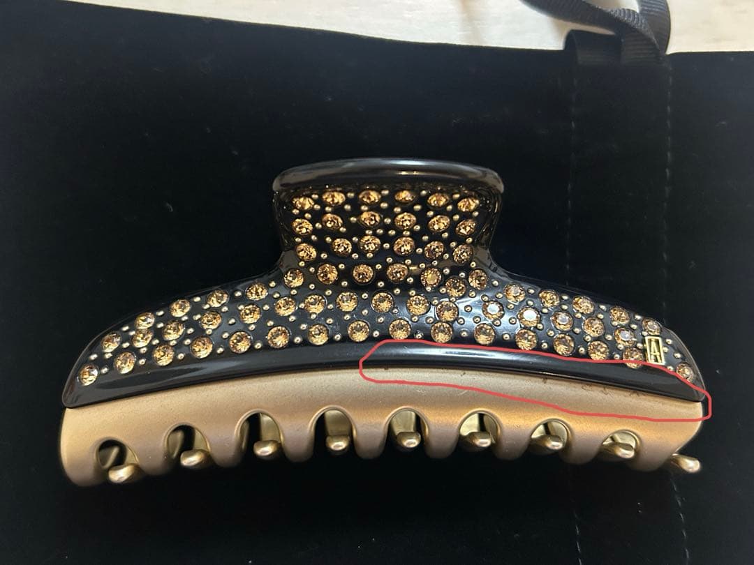 アレクサンドルドゥパリ ヘアクリップL ブラック フルラインストーン