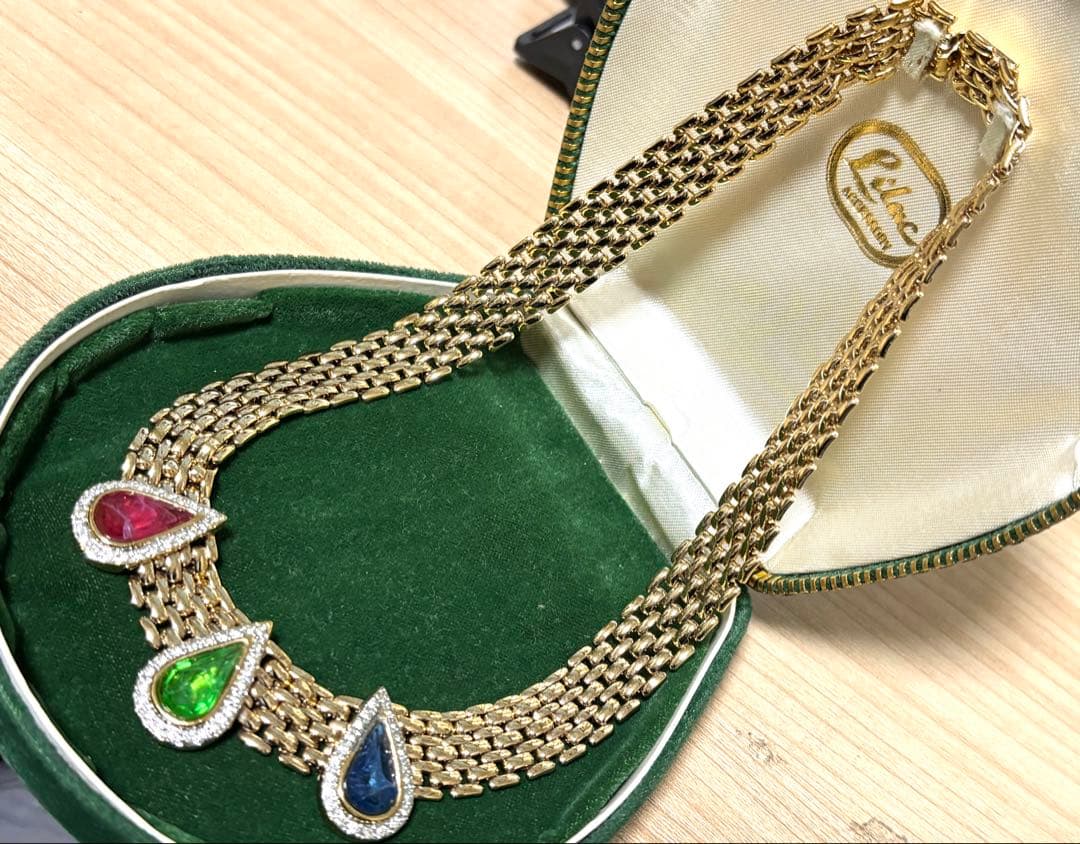 希少 VOGUE BIJOUX ヴィンテージ ガラス チェーン チョーカー