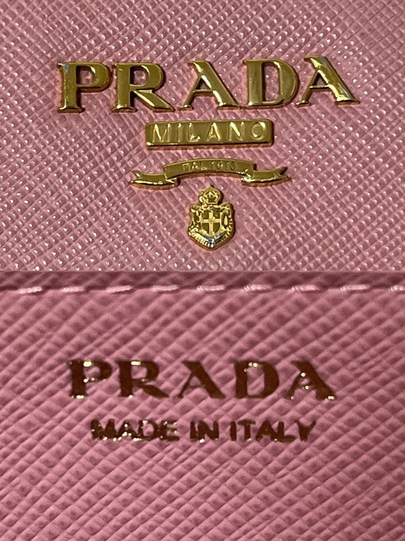PRADA プラダ サフィアーノ レザー フラップ ピンク メタルロゴ 長財布