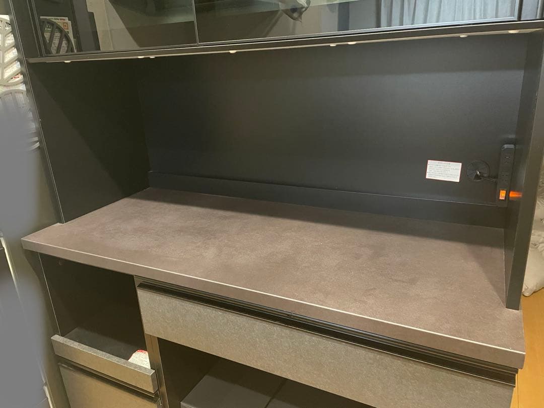 （オレオ）ニトリ　リリガーレ　120 黒の木製キッチン収納引き出し付き