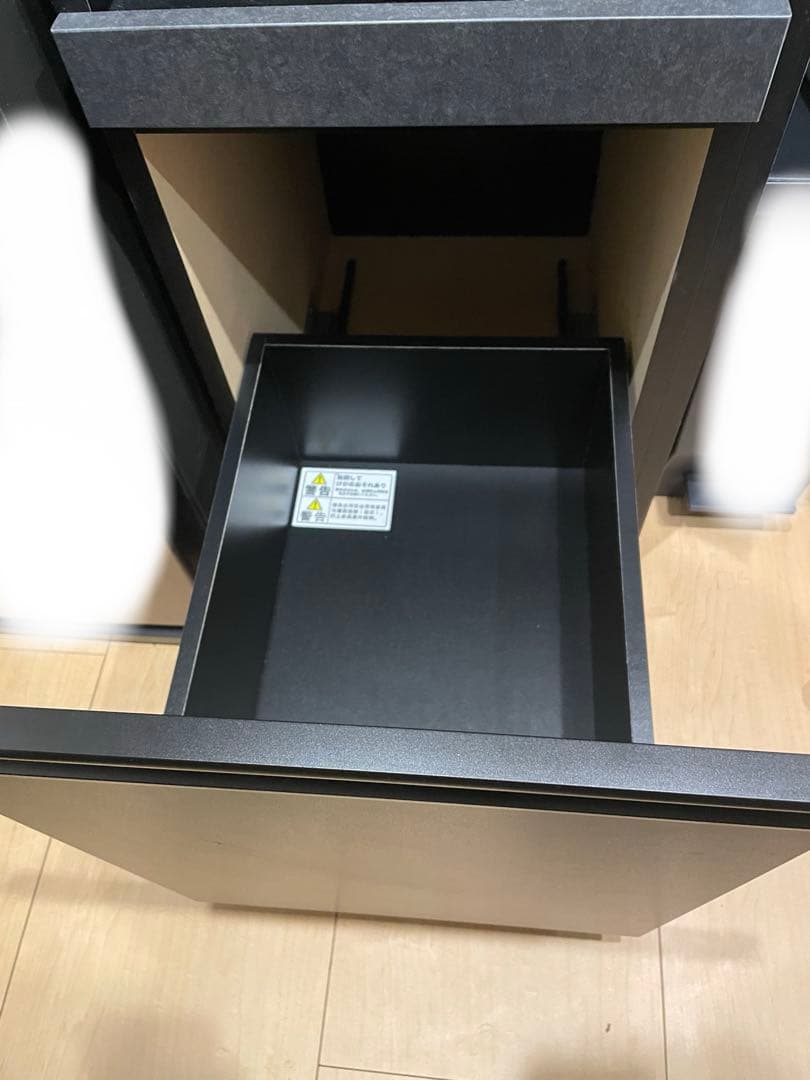 （オレオ）ニトリ　リリガーレ　120 黒の木製キッチン収納引き出し付き