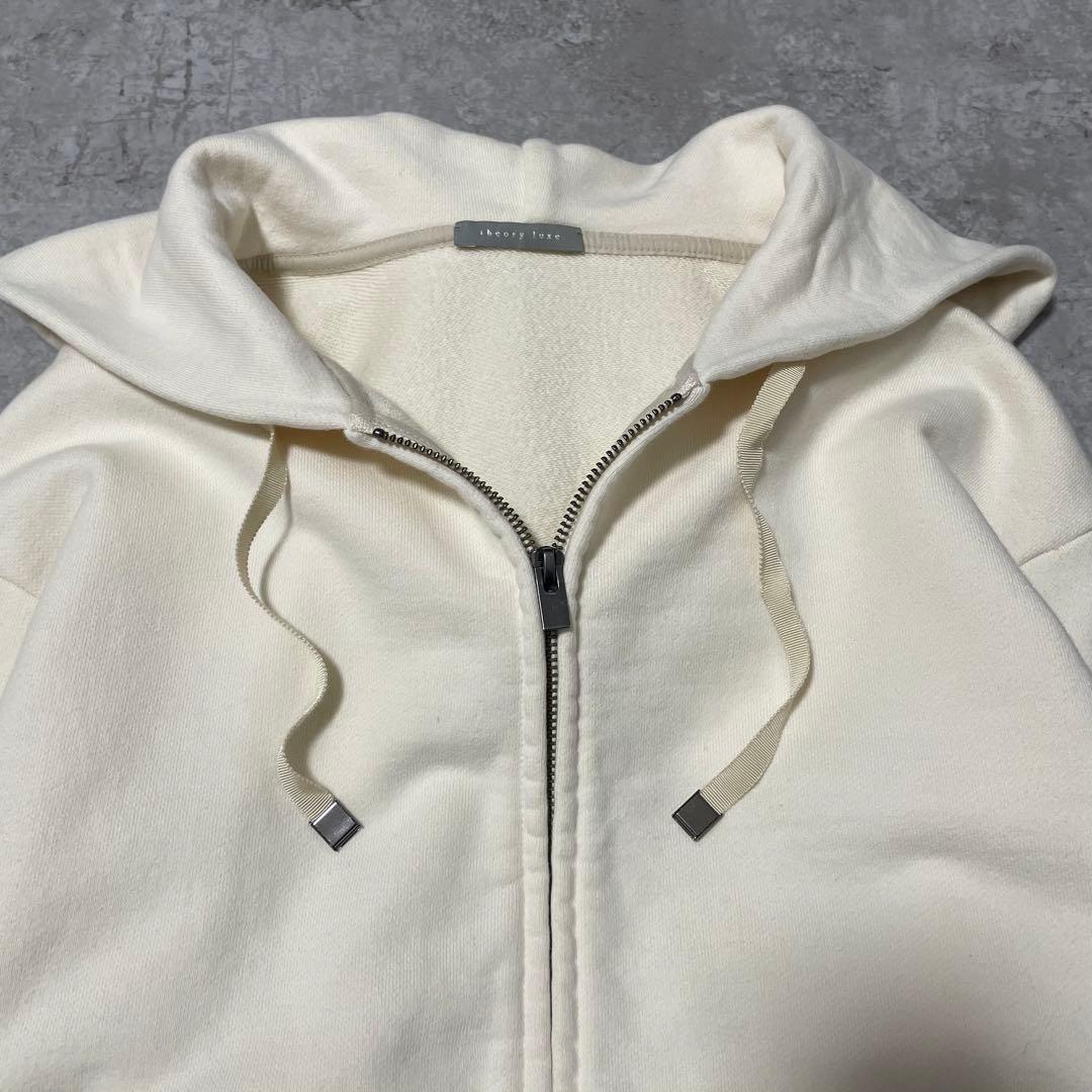 theory luxe アイボリーフルジップパーカー 綿100% 定価2.6万