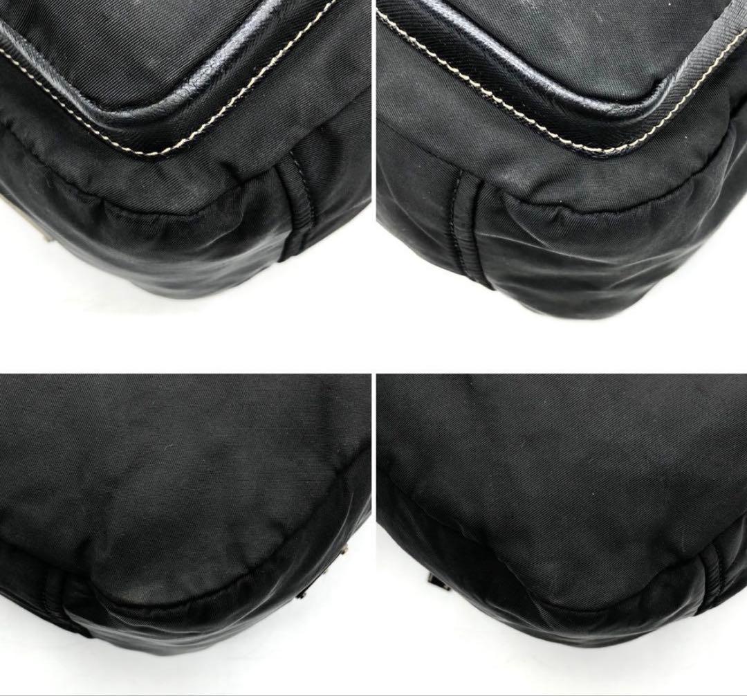 【極美品】 PRADA ショルダーバッグ 三角ロゴプレート ナイロン レザー