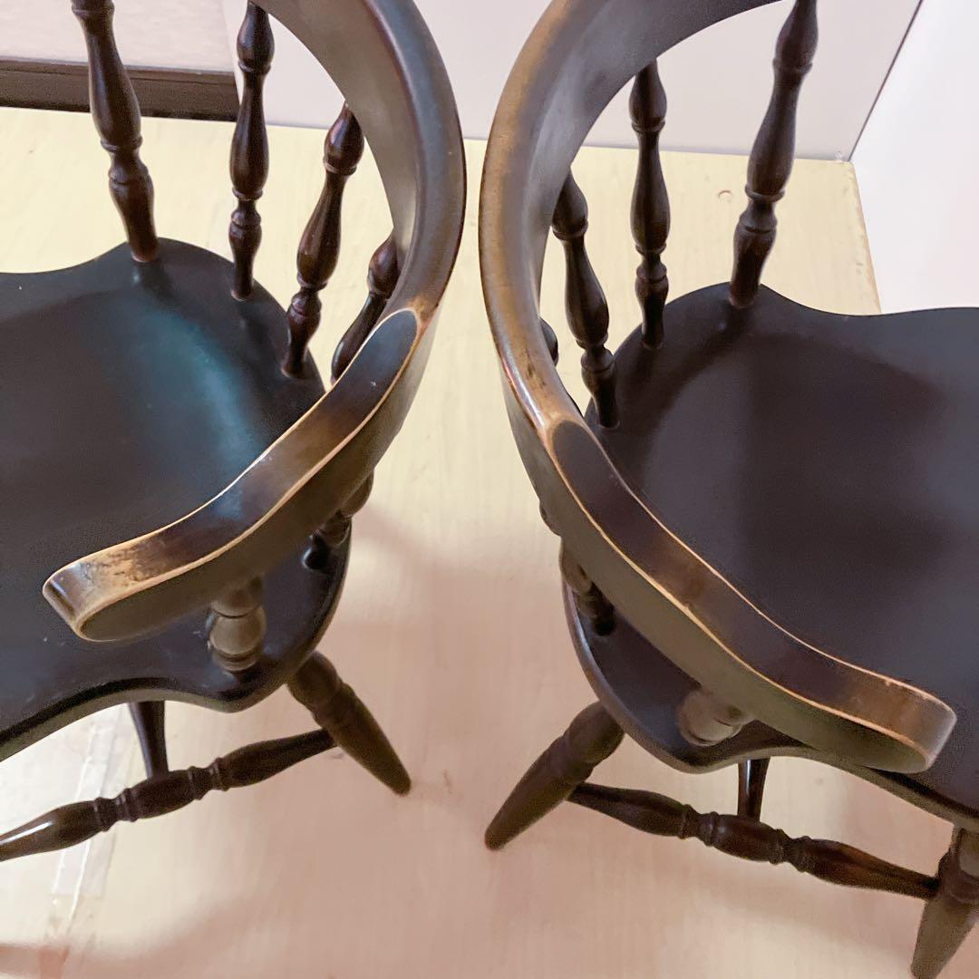 飛騨産業　木製　キャプテンチェア　2脚セット　ダイニングチェア　アームチェア　①