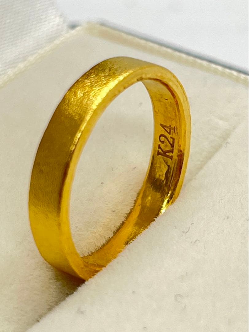 ミーさんK24 純金平打ちマットリング 4.8g刻印あり ハンドメイド