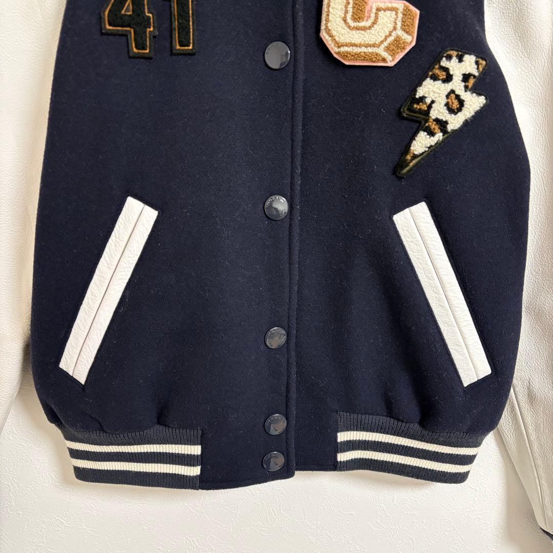 COACH コーチ バーシティジャケット スタジャン レザー切替 ワッペン S