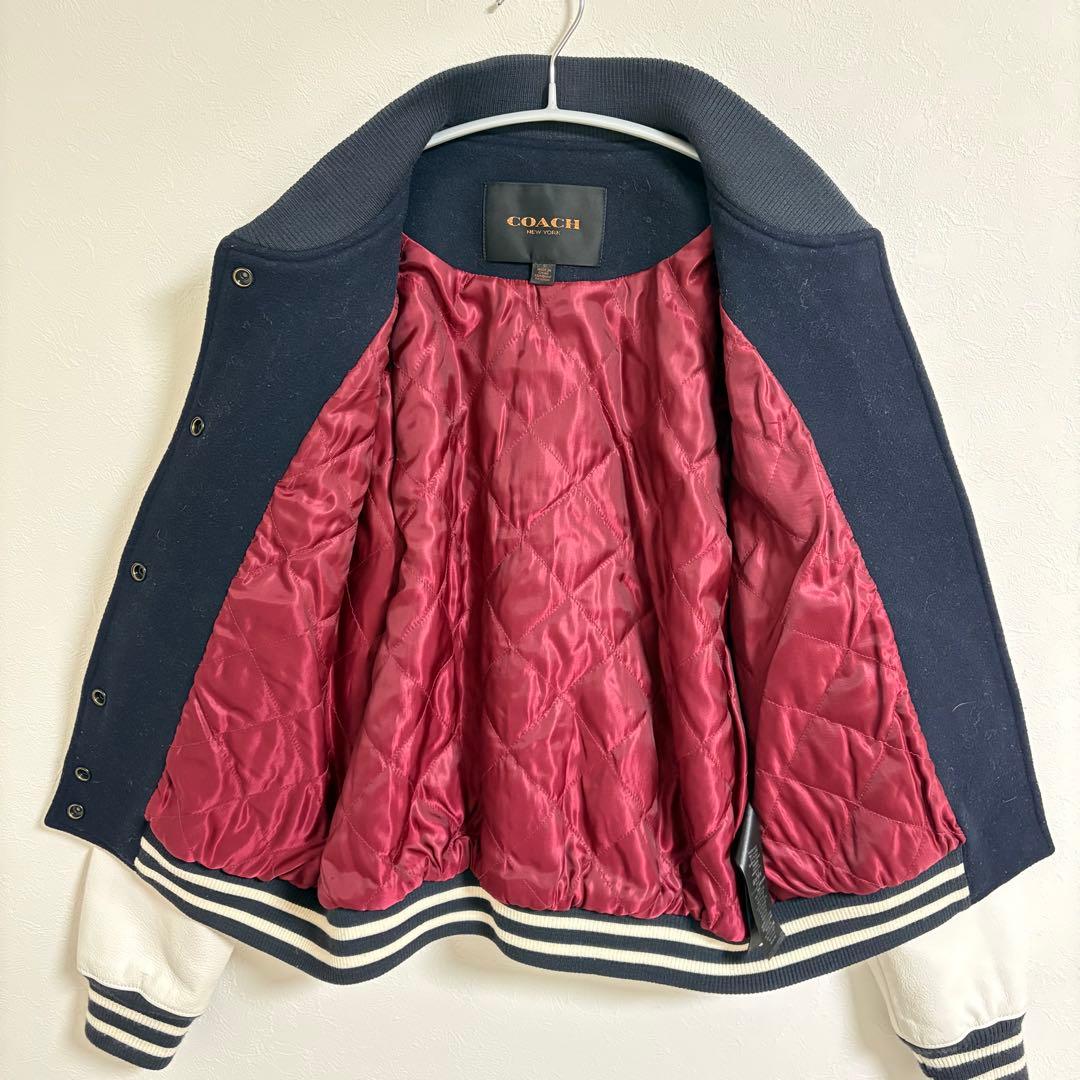 COACH コーチ バーシティジャケット スタジャン レザー切替 ワッペン S