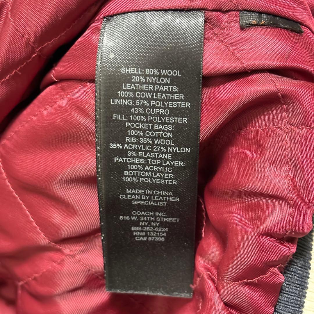 COACH コーチ バーシティジャケット スタジャン レザー切替 ワッペン S