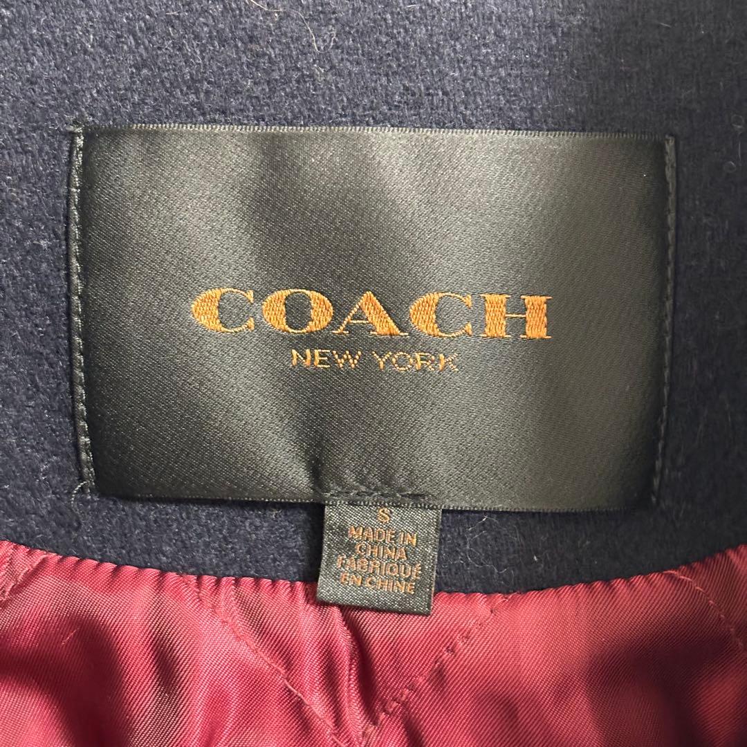 COACH コーチ バーシティジャケット スタジャン レザー切替 ワッペン S