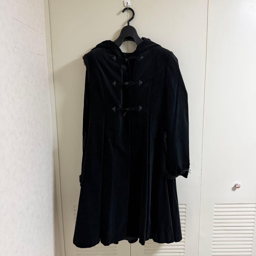 alice auaa 黒 フード付き 別珍 ロング ダッフルコート