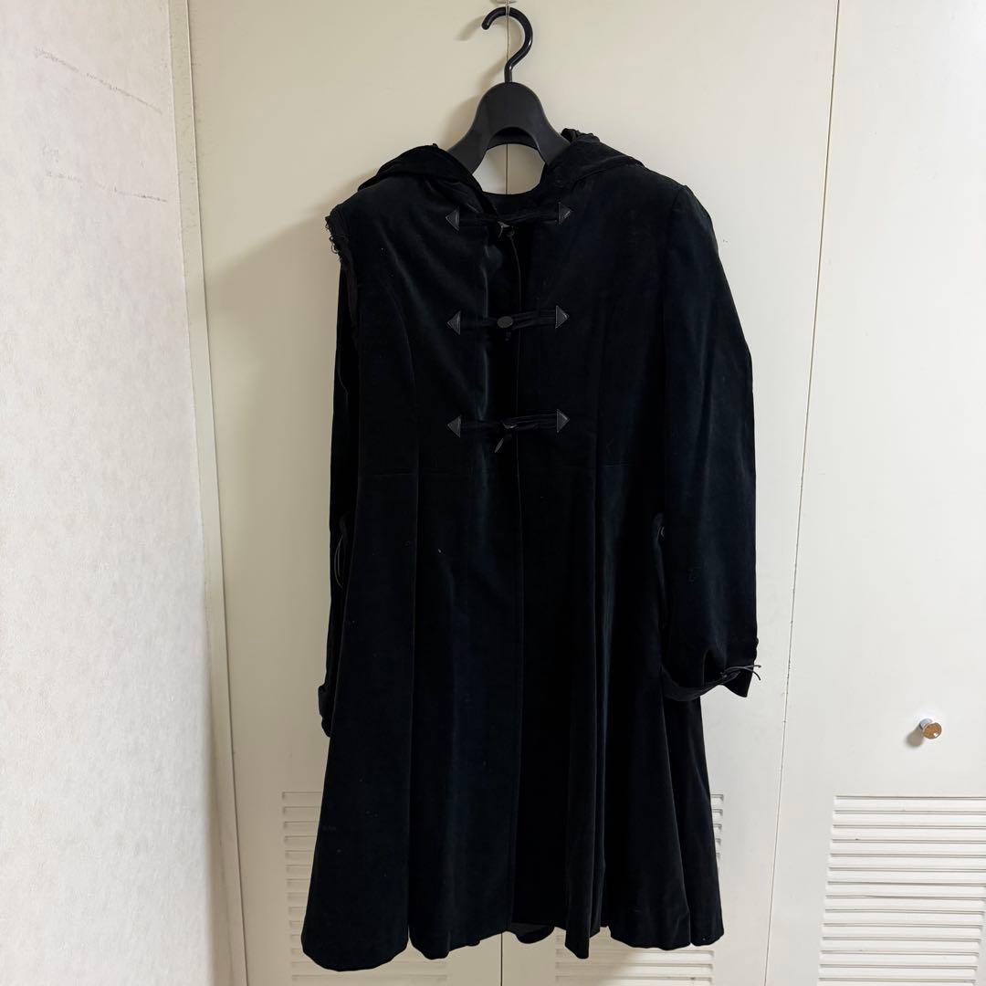 alice auaa 黒 フード付き 別珍 ロング ダッフルコート