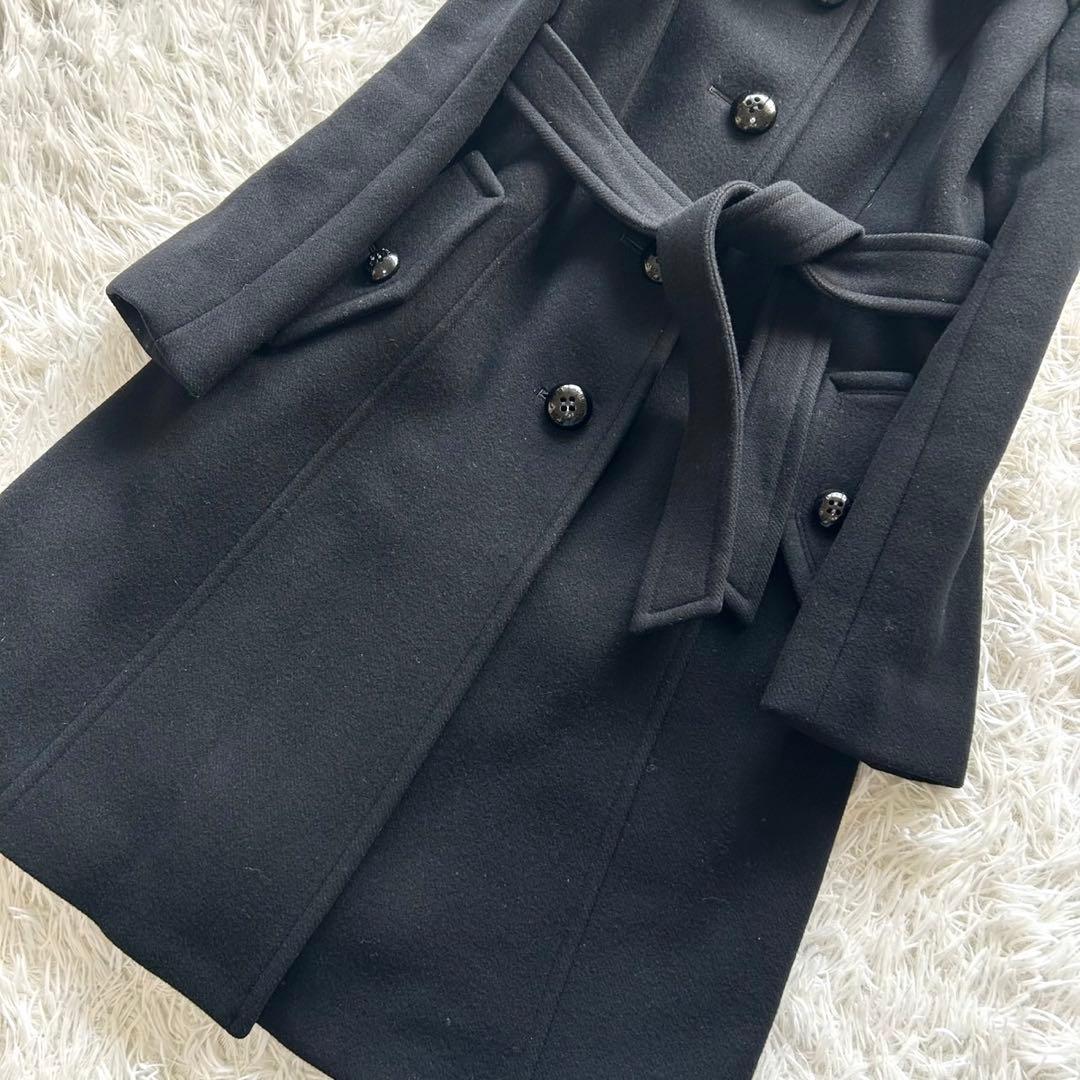 【極美品】バーバリーブルーレーベル　ファー付き　ベルテッドコート　黒　38