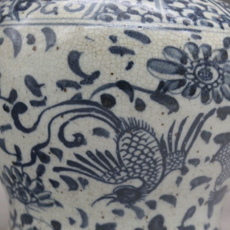 元 青花鳳紋缶 景徳鎮 陶磁器 装飾品 現代工芸品 美術品 置物