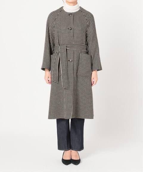 IENA LA BOUCLE チェックノーカラーコート