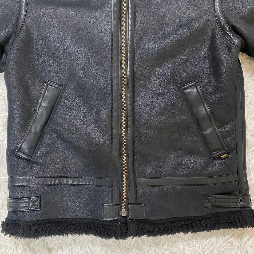 ALPHA ボア フェイクムートン フライトジャケット ブラック M