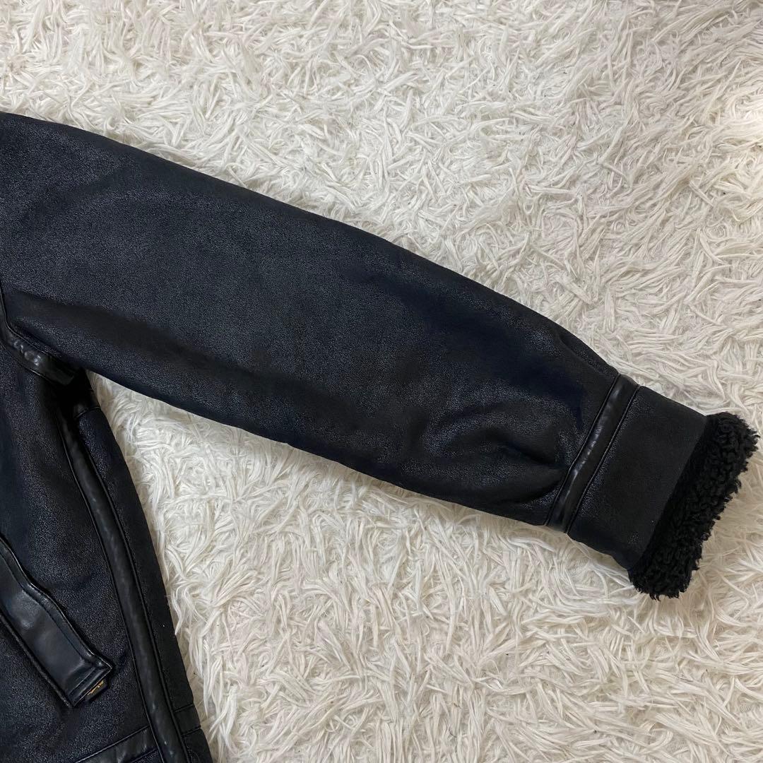 ALPHA ボア フェイクムートン フライトジャケット ブラック M