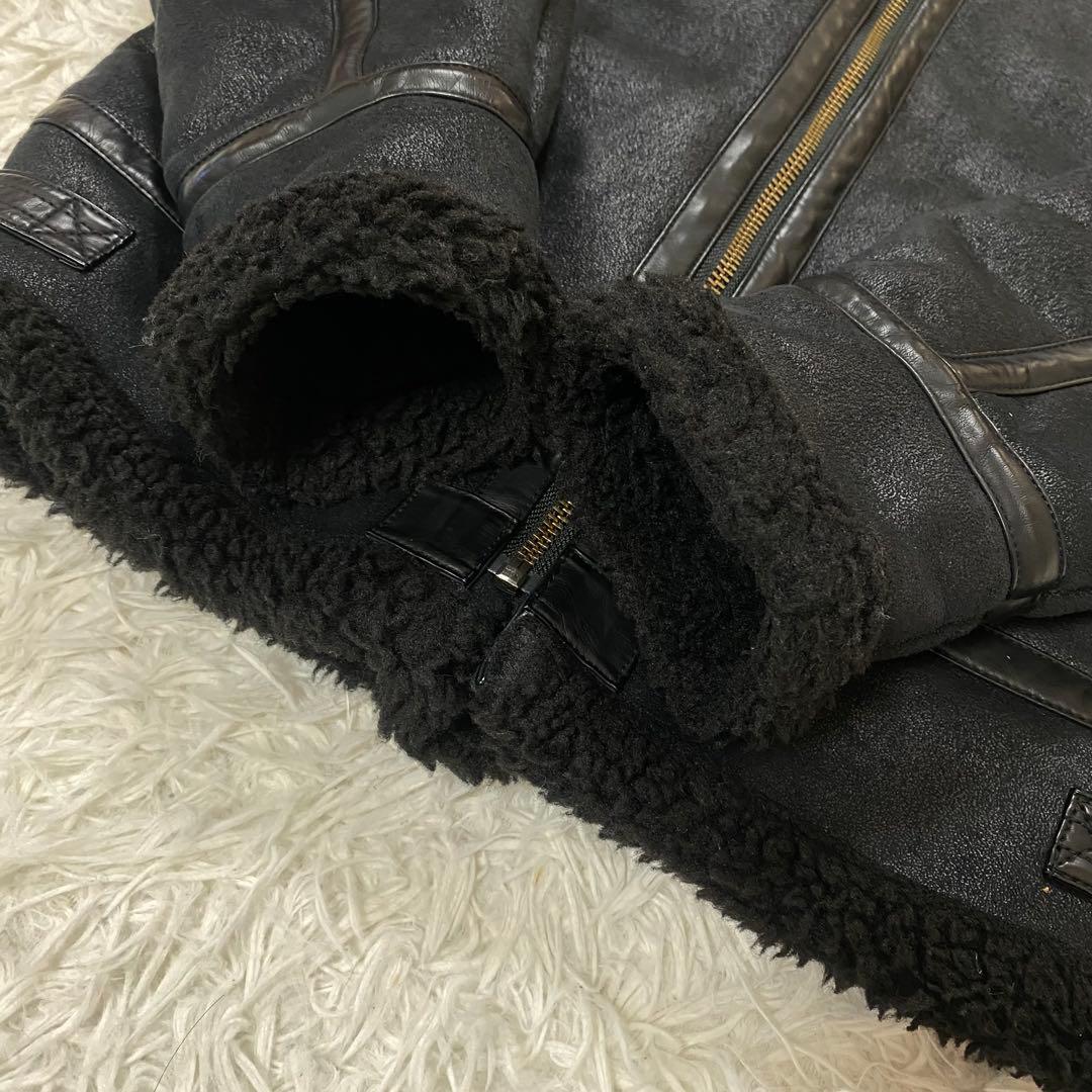 ALPHA ボア フェイクムートン フライトジャケット ブラック M