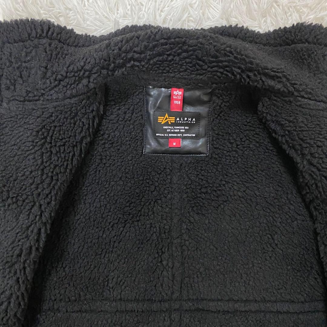 ALPHA ボア フェイクムートン フライトジャケット ブラック M