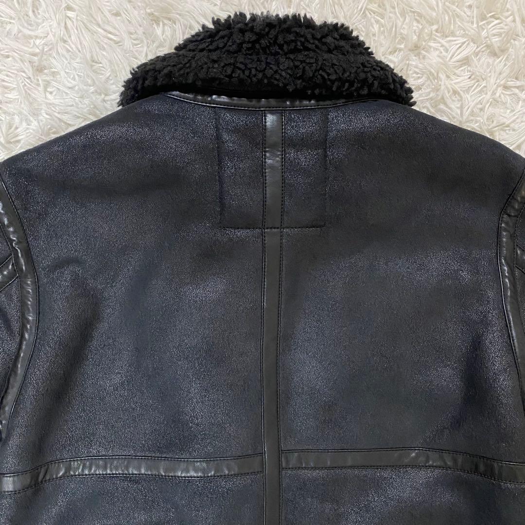 ALPHA ボア フェイクムートン フライトジャケット ブラック M