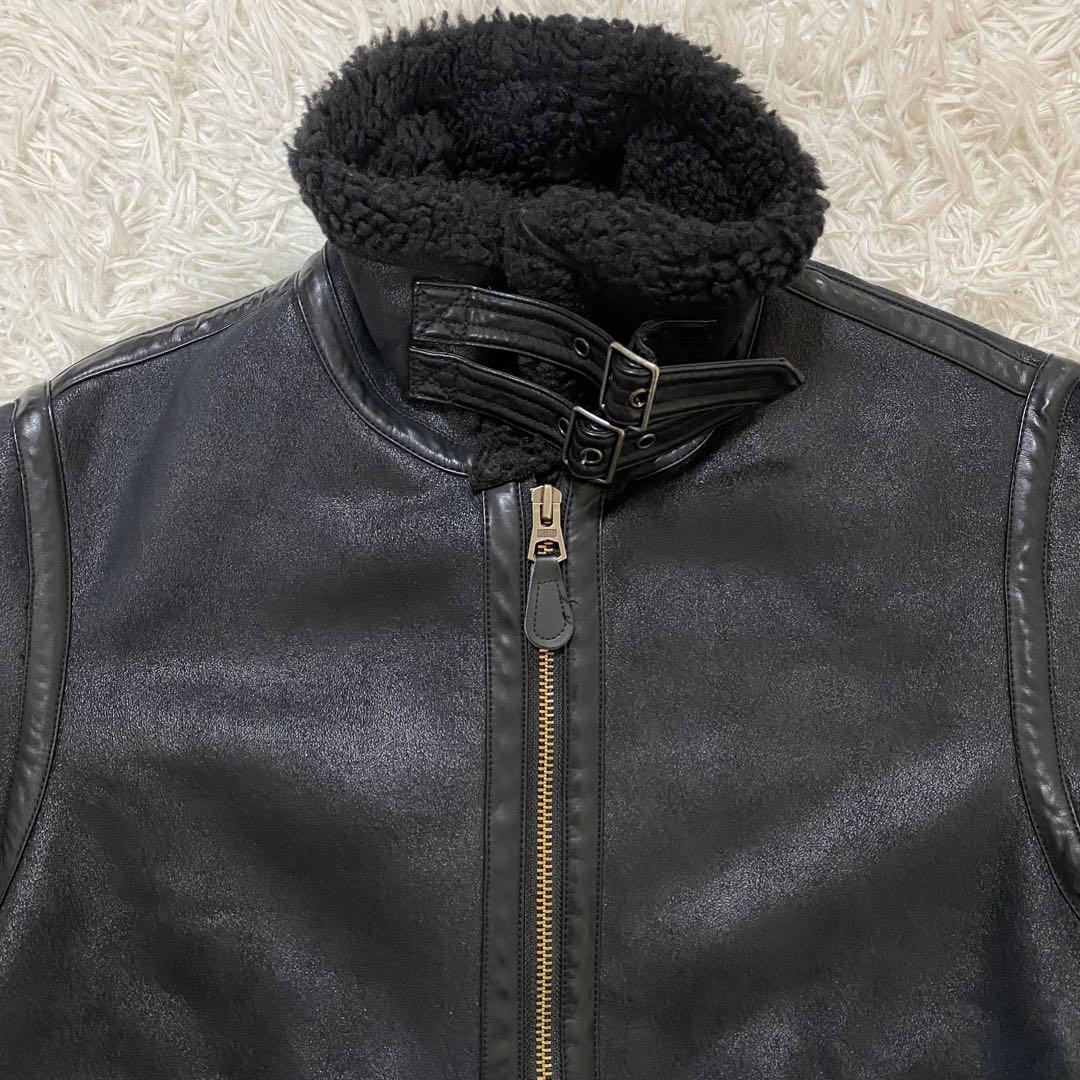 ALPHA ボア フェイクムートン フライトジャケット ブラック M