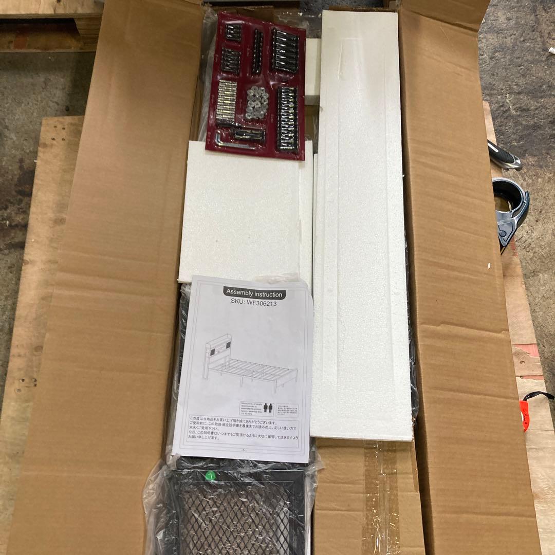 セミダブルベッド フレーム 宮付き コンセント付き 木製 パイプベッド スチール