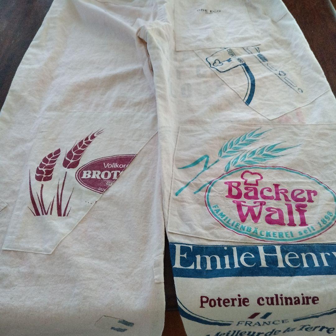 古布粉袋リメイク☆ライオンブランド粉袋☆ヴィンテージエコバッグ☆ゆったりパンツ