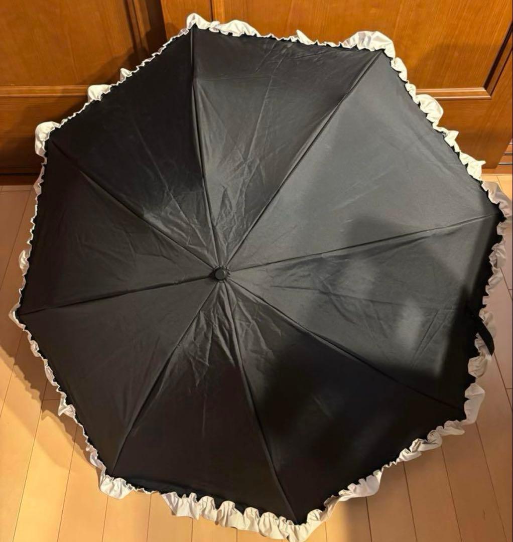 芦屋ロサブラン折りたたみ日傘　ブラック×ベージュ