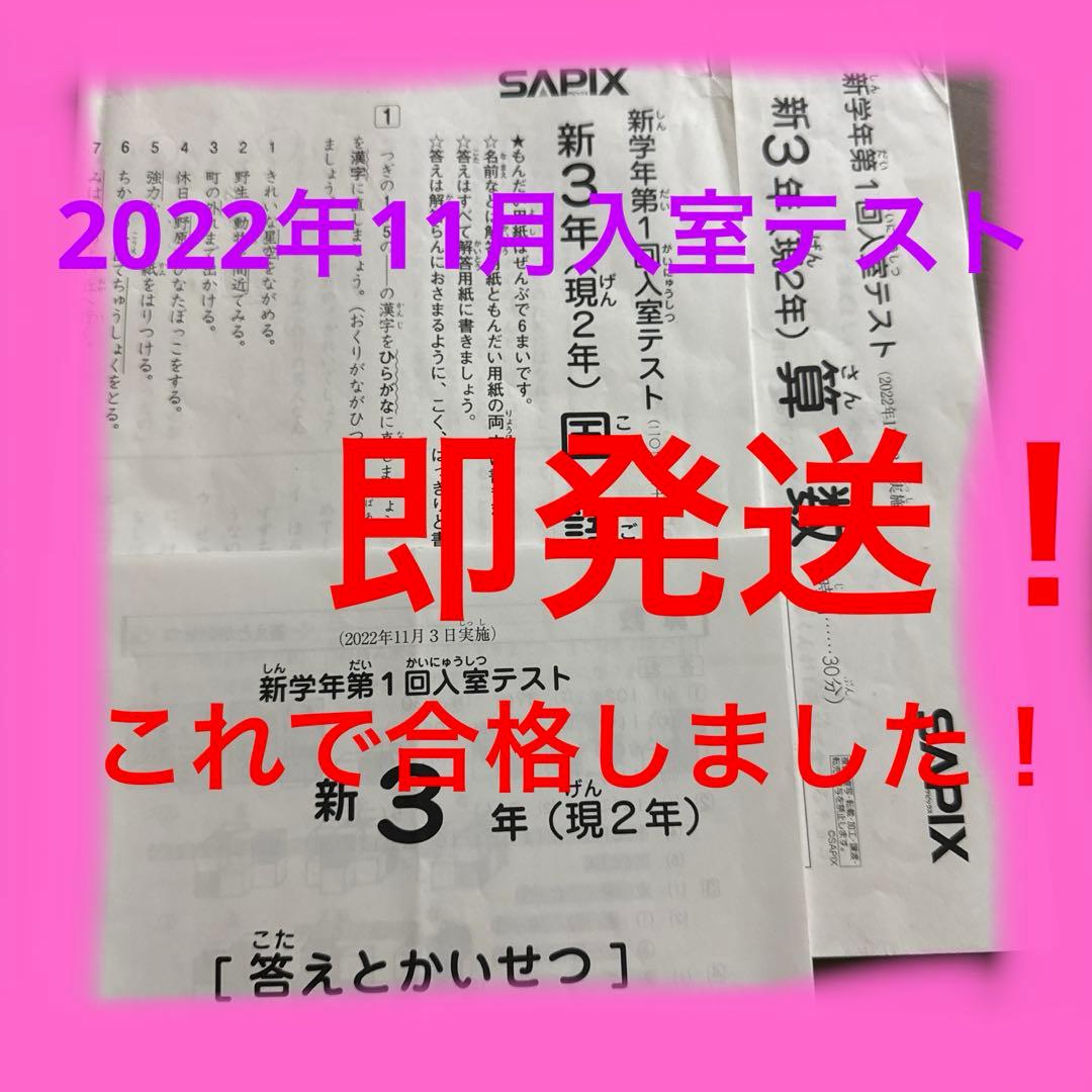 SAPIX 新3年 入室テスト原本　対策プリント付き