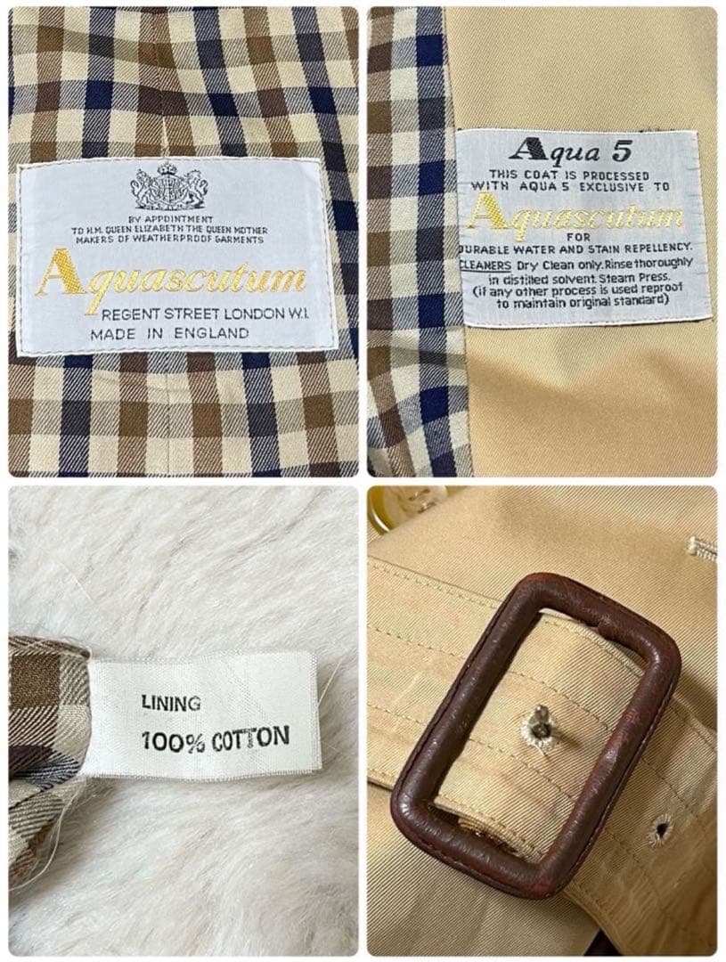 アクアスキュータム　ロング丈　トレンチコート　ベルト　クラブチェック　Aqua5