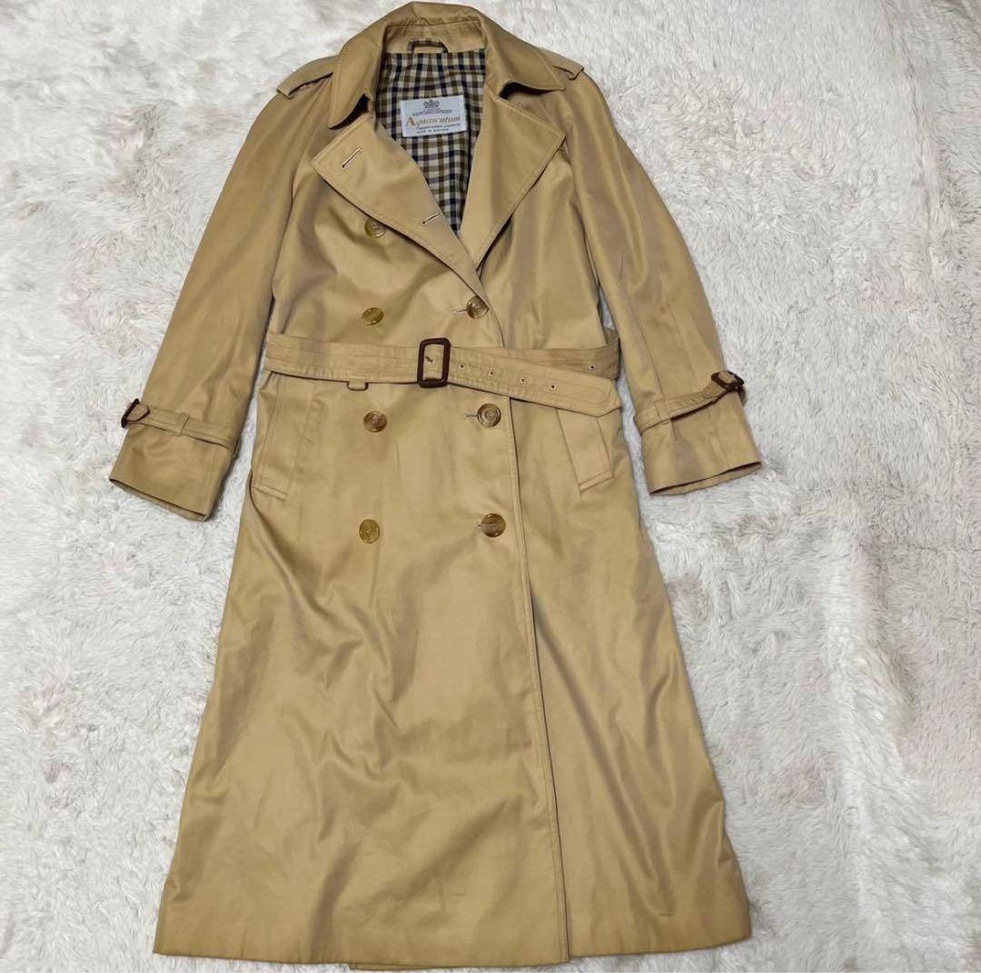 アクアスキュータム　ロング丈　トレンチコート　ベルト　クラブチェック　Aqua5