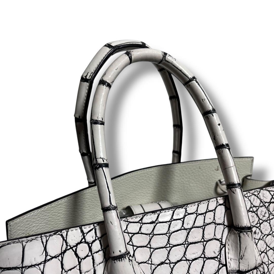 最高級リアルクロコダイル✨COTO トートバッグ バニラ 目地染め