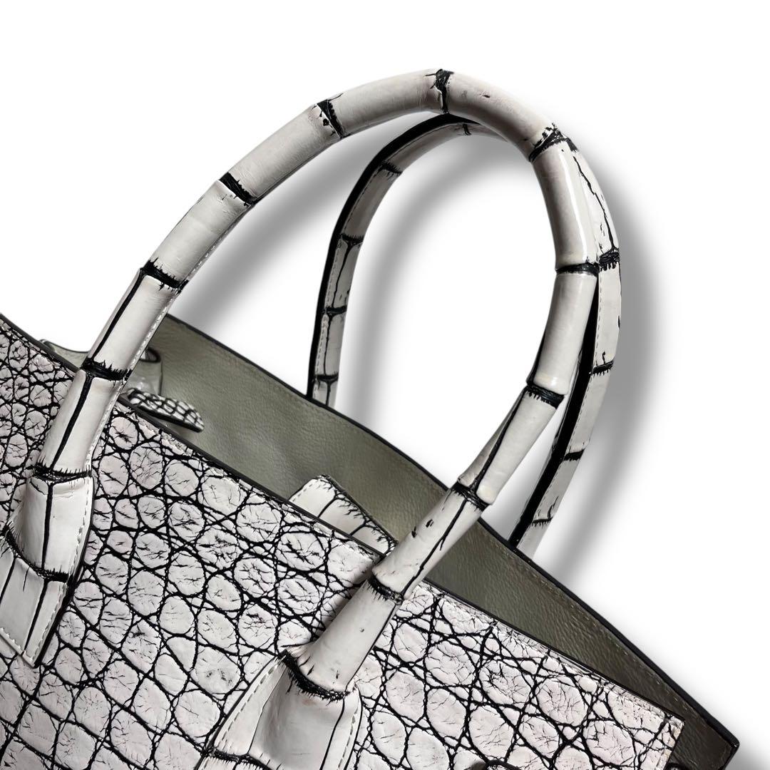 最高級リアルクロコダイル✨COTO トートバッグ バニラ 目地染め