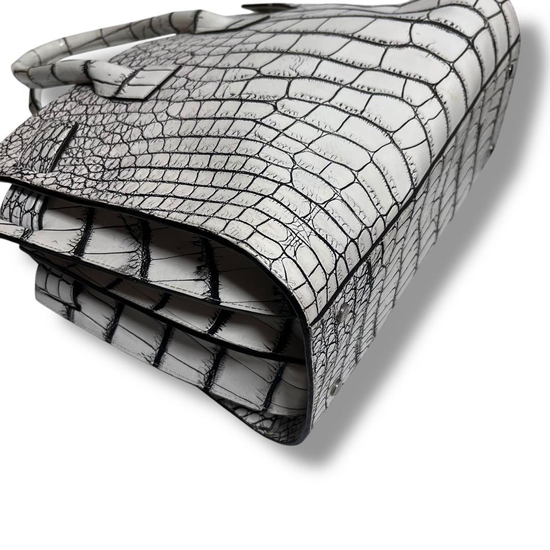 最高級リアルクロコダイル✨COTO トートバッグ バニラ 目地染め