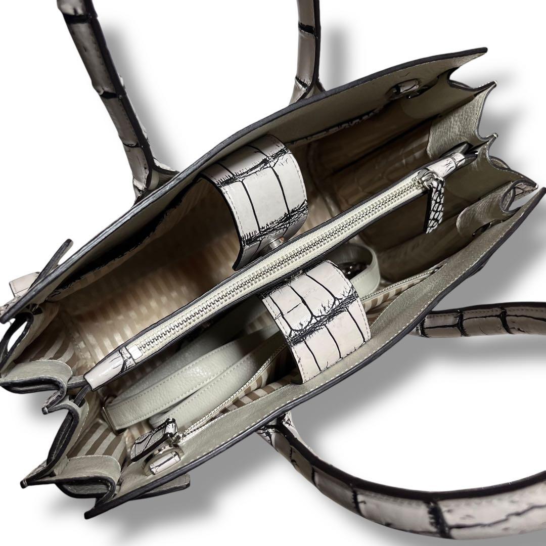 最高級リアルクロコダイル✨COTO トートバッグ バニラ 目地染め