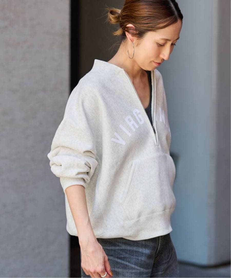 チャンピオン別注REVERSE WEAVE11.5OZロゴハーフジップ