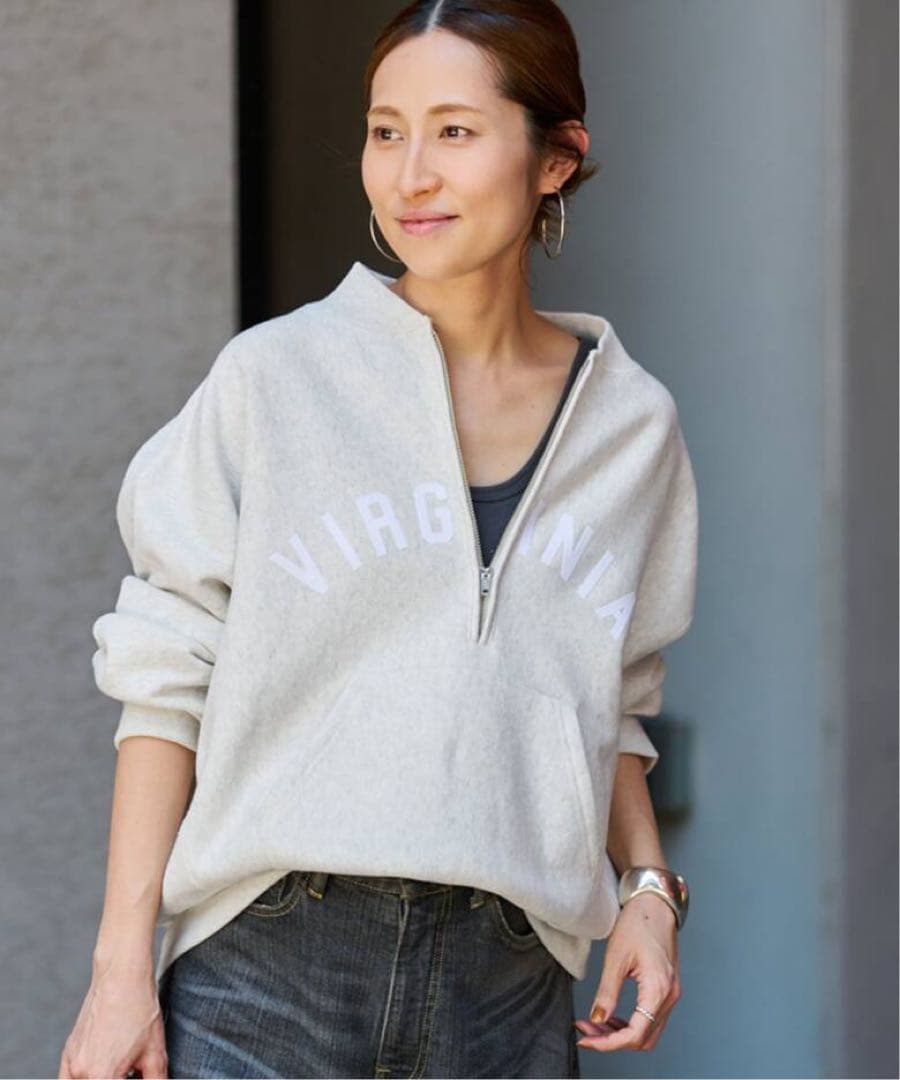 チャンピオン別注REVERSE WEAVE11.5OZロゴハーフジップ