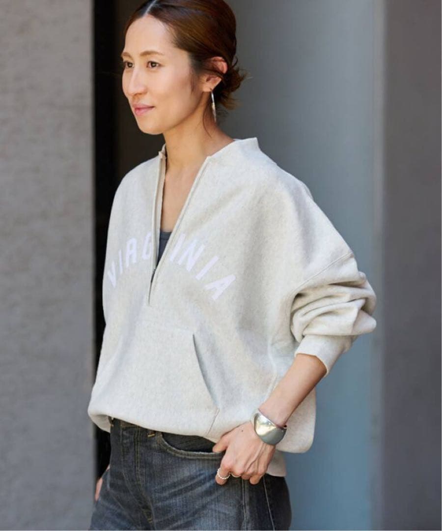 チャンピオン別注REVERSE WEAVE11.5OZロゴハーフジップ