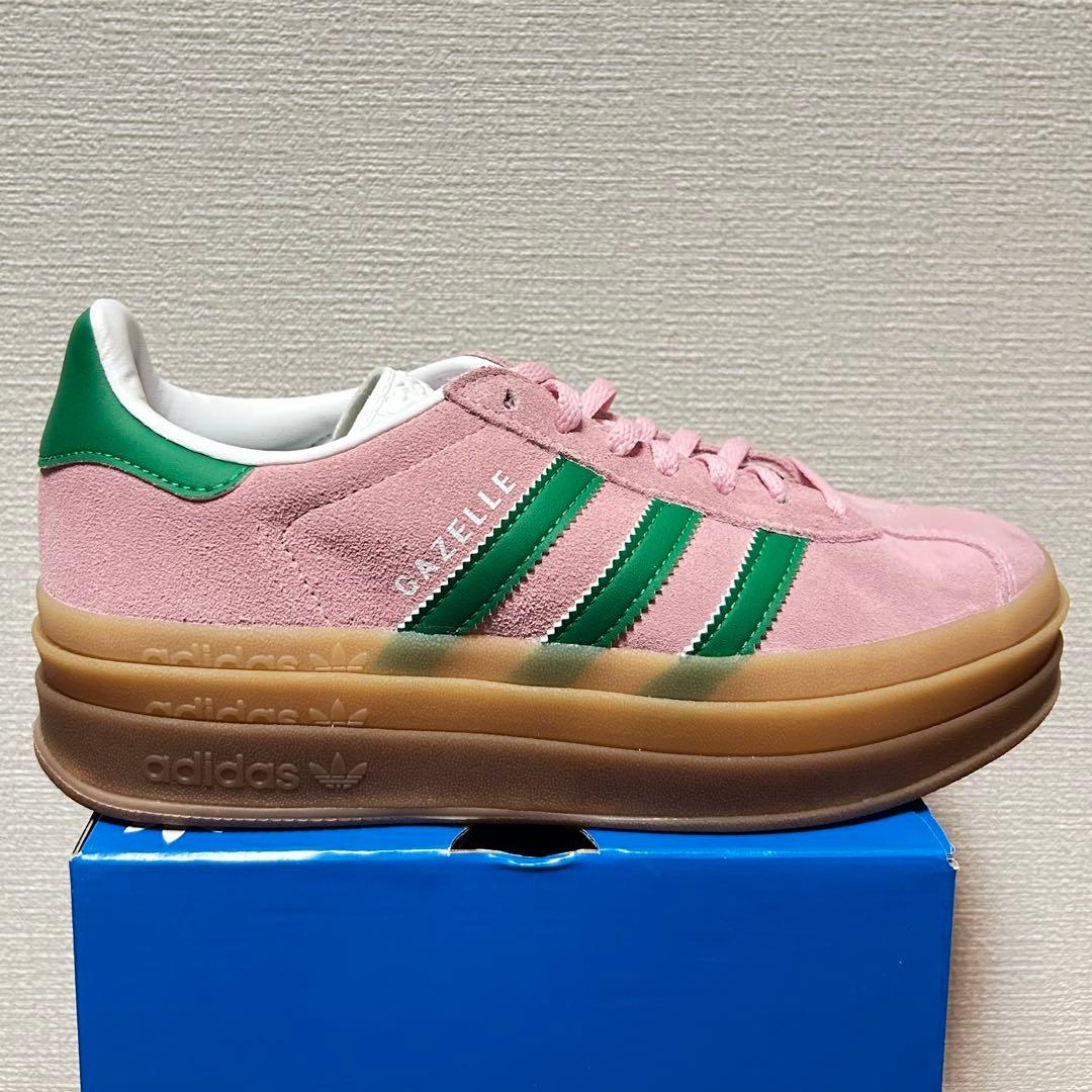 adidas GAZELLE BOLD W 7 ピンク/グリーン