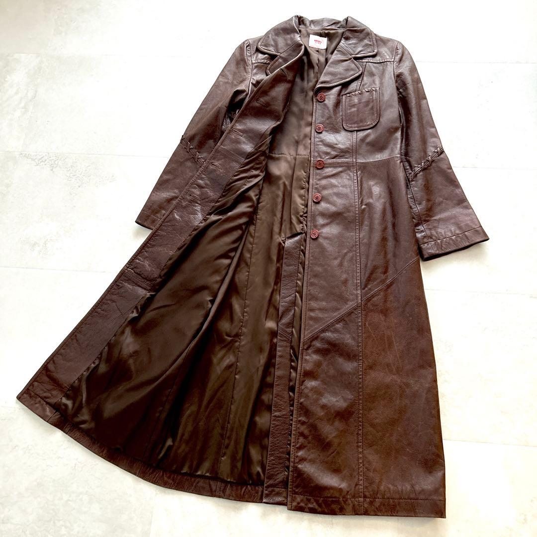 希少✨KENZOケンゾー　アーカイブ レザーコート ロング丈 本革ブラウンy2k