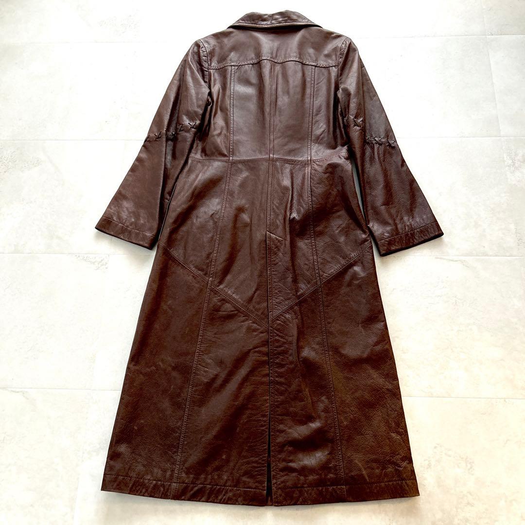 希少✨KENZOケンゾー　アーカイブ レザーコート ロング丈 本革ブラウンy2k