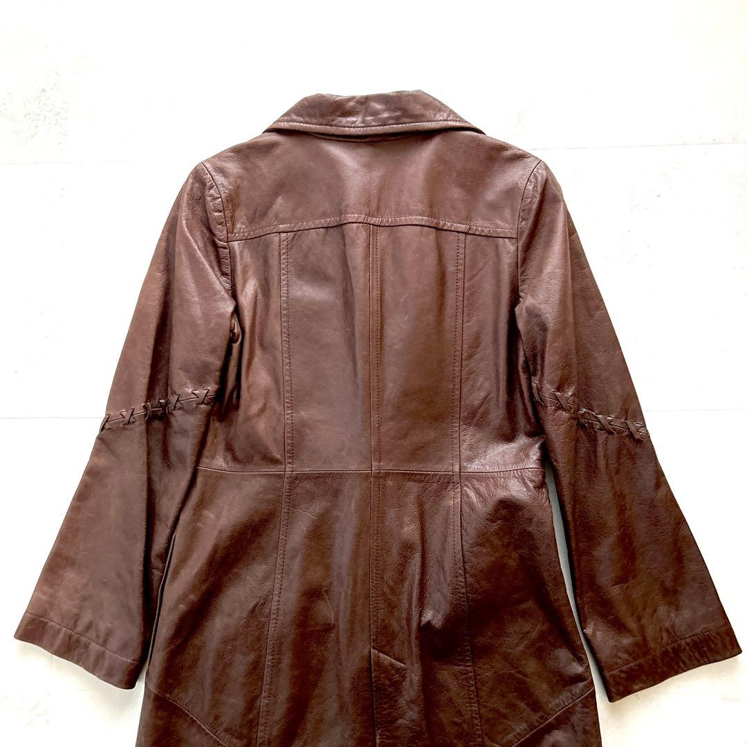 希少✨KENZOケンゾー　アーカイブ レザーコート ロング丈 本革ブラウンy2k