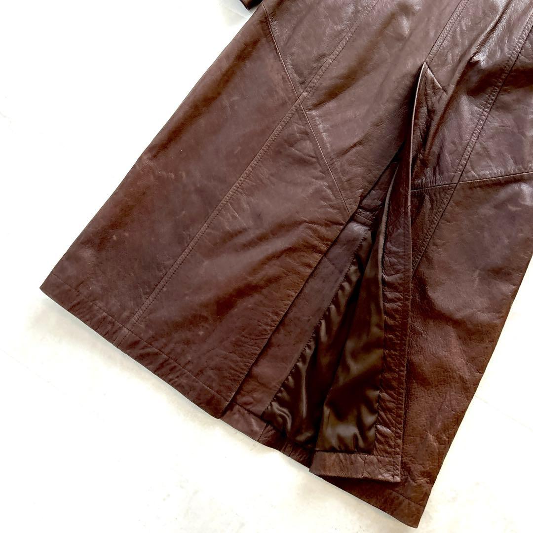 希少✨KENZOケンゾー　アーカイブ レザーコート ロング丈 本革ブラウンy2k