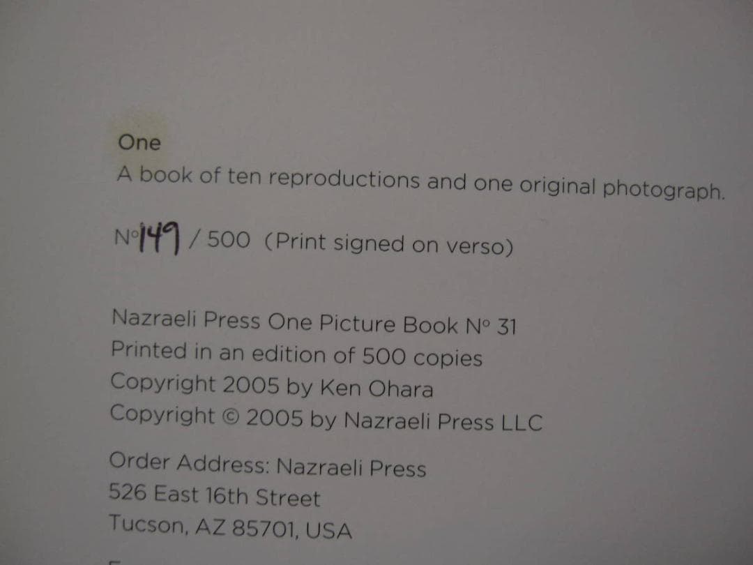 One　小原健 : Ken Ohara　限定500部