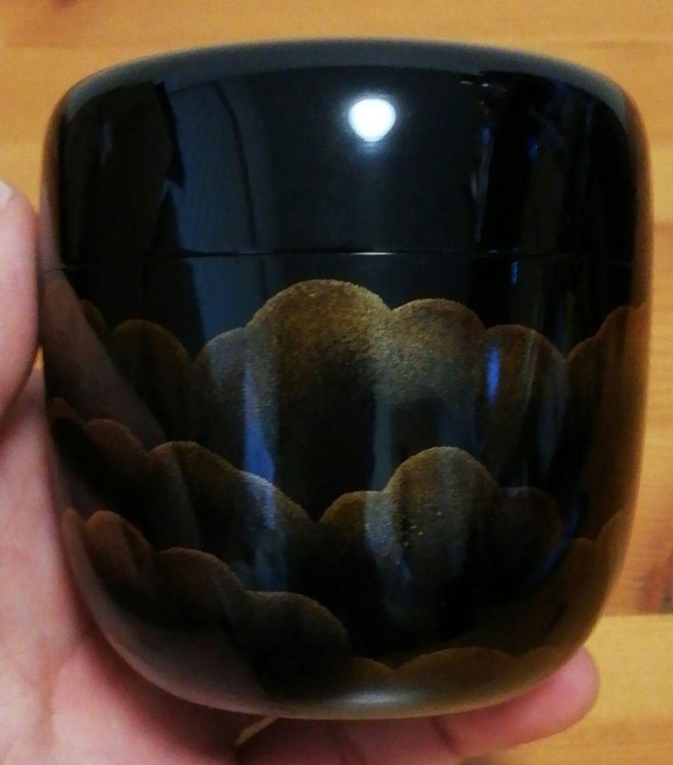 三村花鶴作　蒔絵　雲月　内銀　棗　共箱　共布　略歴付　茶道具